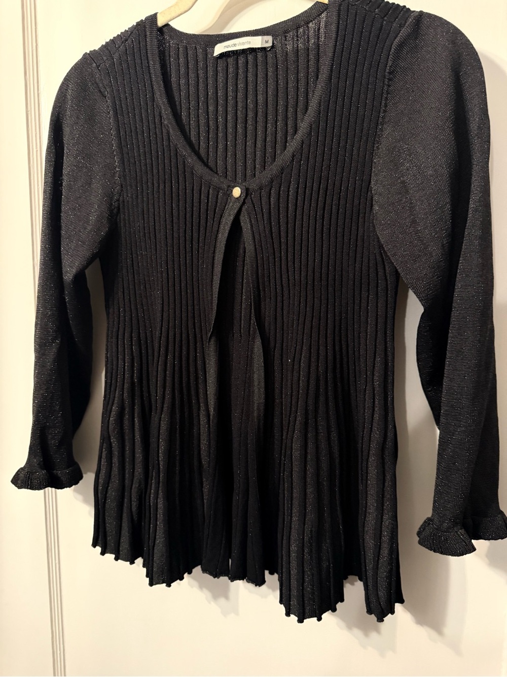Maude Vivante Black Pleated Knit Cardigan